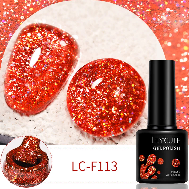 LILYCUTE 7ml 9D Black Crystal Cat Magnetic Gel Nail Polish Laser Silver Glitter Semi Permanent Manicure For Nail Art Gel Varnish