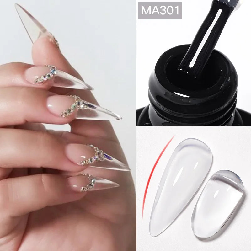 MEET ACROSS 7ml Pink Glitter Rubber Base Nail Gel Polish Sparkling Gold Foil DIY Nail Art Painting Gel Long Lasting Varnish