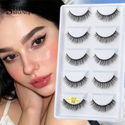 3D Faux Mink Lashes X05 Fluffy Wispy False Eyelashes 5Pairs Reusable Soft Volume Eyelashes Natural Look for Daily & Party Makeup