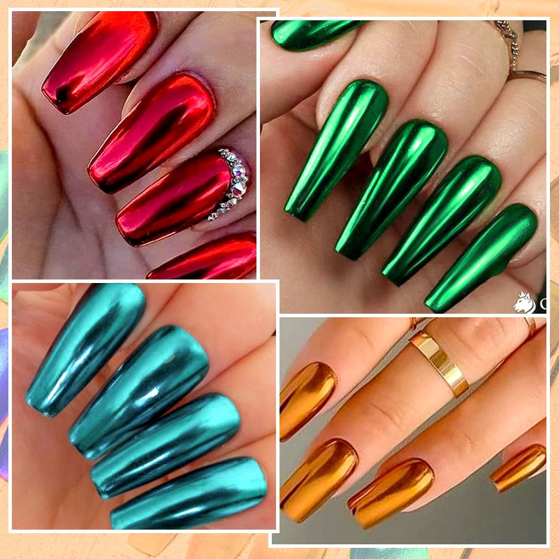 MEET ACROSS 7ml Red Blue Green Metallic Gel Nail Polish Super Bright Mirror Effect Semi Permanent LED UV Gel Nail Art Varnish