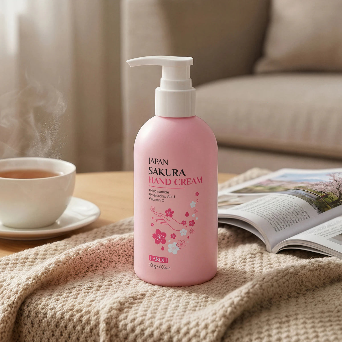 LAIKOU Japan Sakura Hand Cream 200g Long-Lasting Hydration Smooth Radiant Refreshing Scent Hand Care