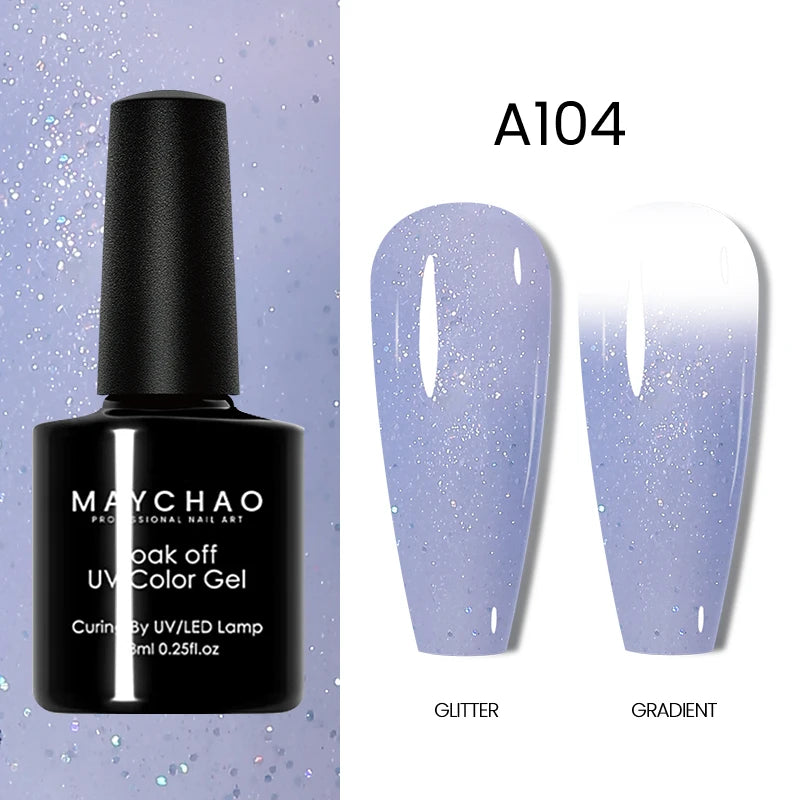 MAYCHAO Glitter Gel Nail Polish 7.3ml Semi-permanent Sequins Shiny Gel Base Top Coat Soak Off UV LED Varnish Nail Art Decoration
