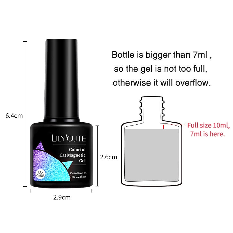 LILYCUTE 7ML Ocean Blue Cat Magnetic Gel Nail Polish Sparkling Glimmer Gel Polish Semi Permanent UV Magnet Gel Varnish Nail Art