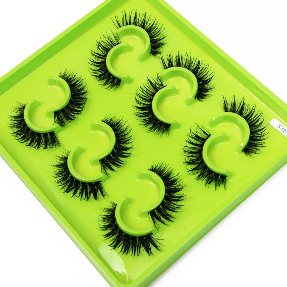HBZGTLAD 6Pairs Female Cosplay Fake Eyelashes Korean Makeup New Style Wet Spikes 3d Eyelash Bulk Wholesale Manga Lashes
