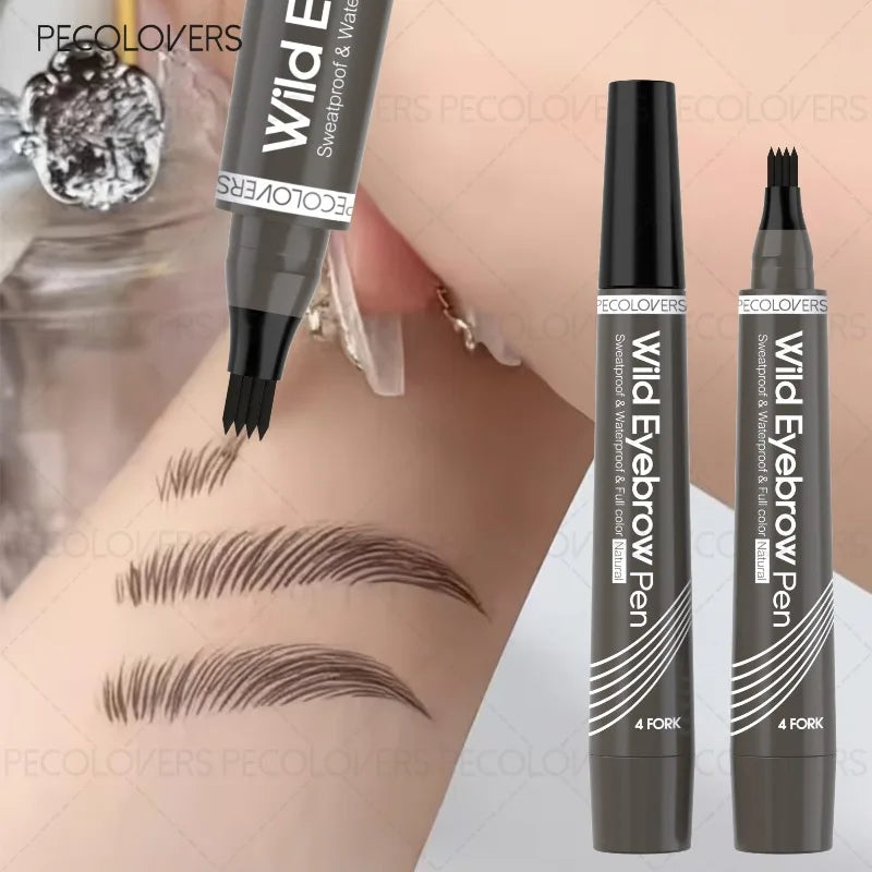 Multi-color Four-pronged Eyebrow Pencil, Liquid Eyebrow Pencil, Defined Eyebrows, Waterproof and Sweatproof, Eyebrow Cosmetics