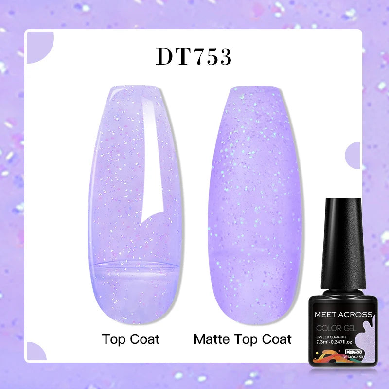 MEET ACROSS 7ml Red Blue Green Metallic Gel Nail Polish Super Bright Mirror Effect Semi Permanent LED UV Gel Nail Art Varnish