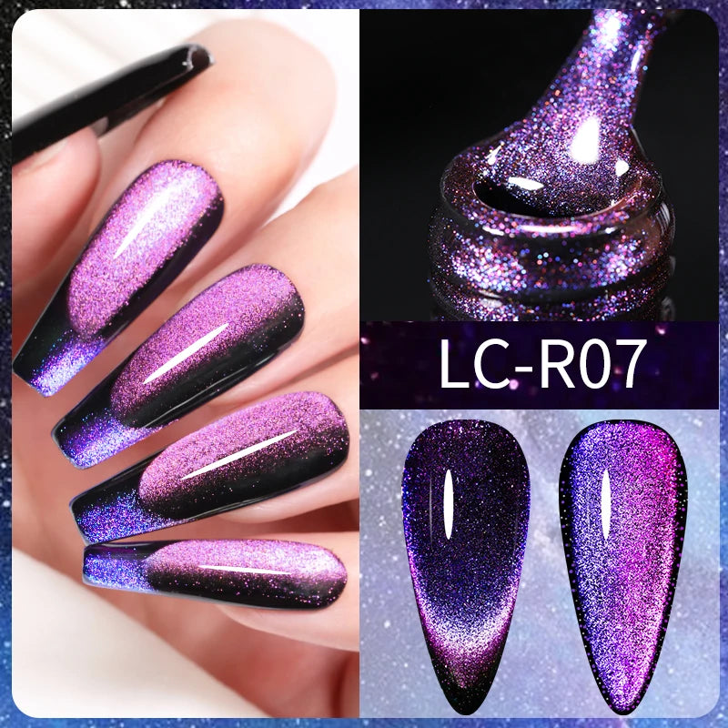 LILYCUTE 7ml 9D Black Crystal Cat Magnetic Gel Nail Polish Laser Silver Glitter Semi Permanent Manicure For Nail Art Gel Varnish