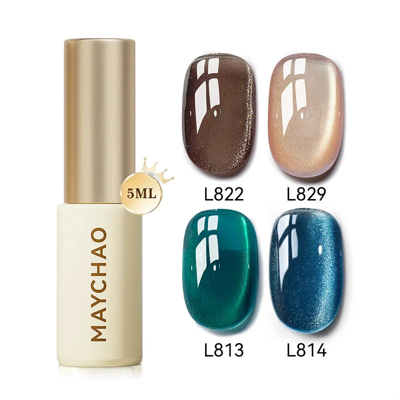 MAYCHAO 5ML Gel Nail Polish 9D Laser Diamond Glitter Cat Eye Gel Semi-Permanent Soak Off UV LED Gel Nail Manicure Tools Nail Art