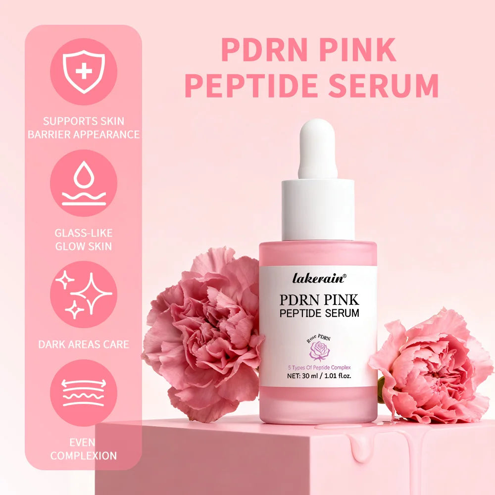 2Pcs Korean Glass Glow Skin Set, Salmon DNA PDRN Pink Peptide Serum With Niacinamide Milky Toner, Hydrating Soothing Firming Kit