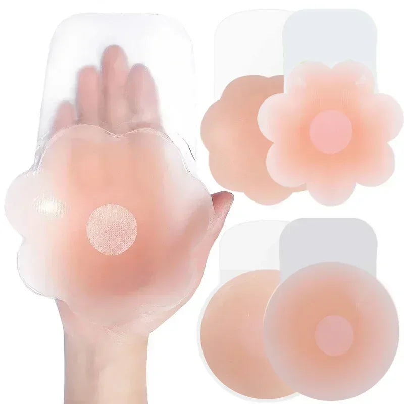 Reusable Women Breast Petals Lift Silicone Nipple Cover Invisible Petal Adhesive Strapless Backless Stick on Bra Breast Stickers