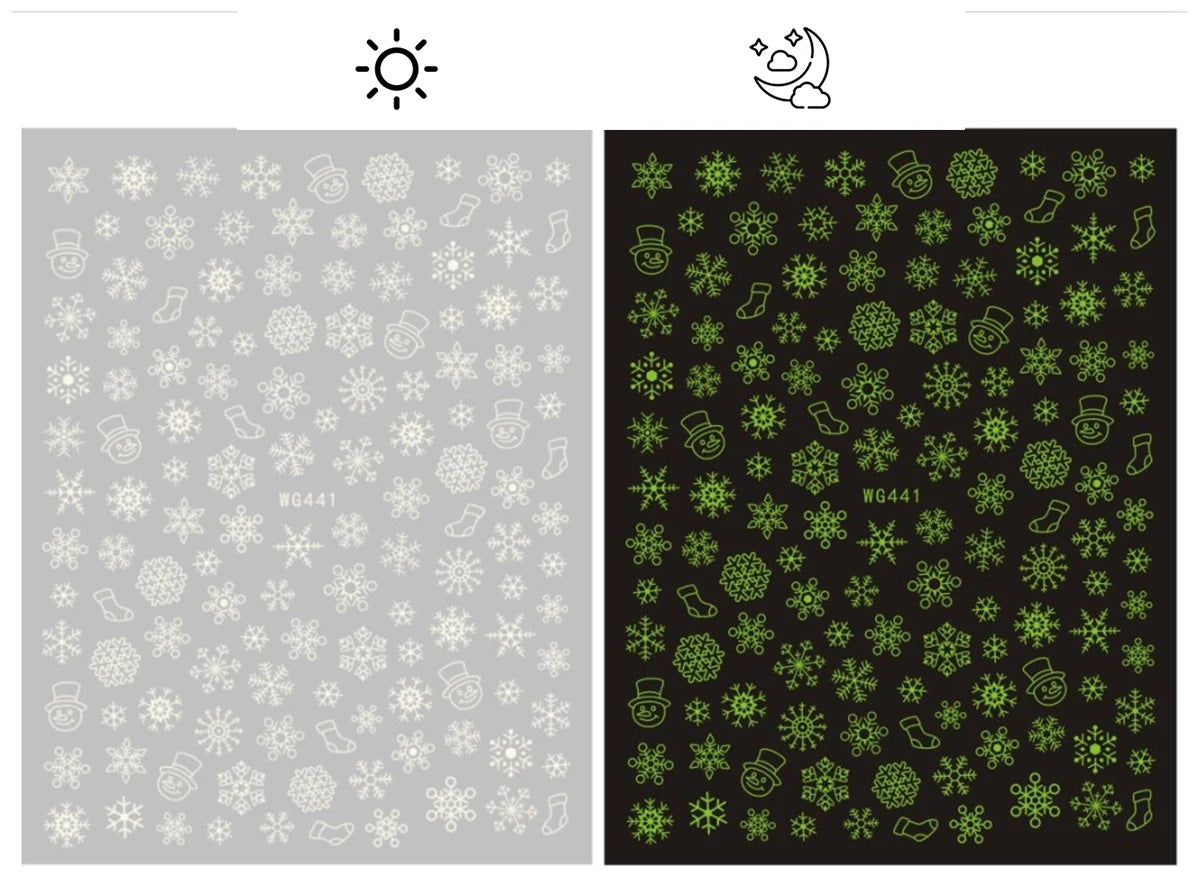 Sliver Bronzing 3D Christmas Nail Art Decoration Sticker Sparkly White Colorful Glitter Geometry Snowflake Winter Slider Foil