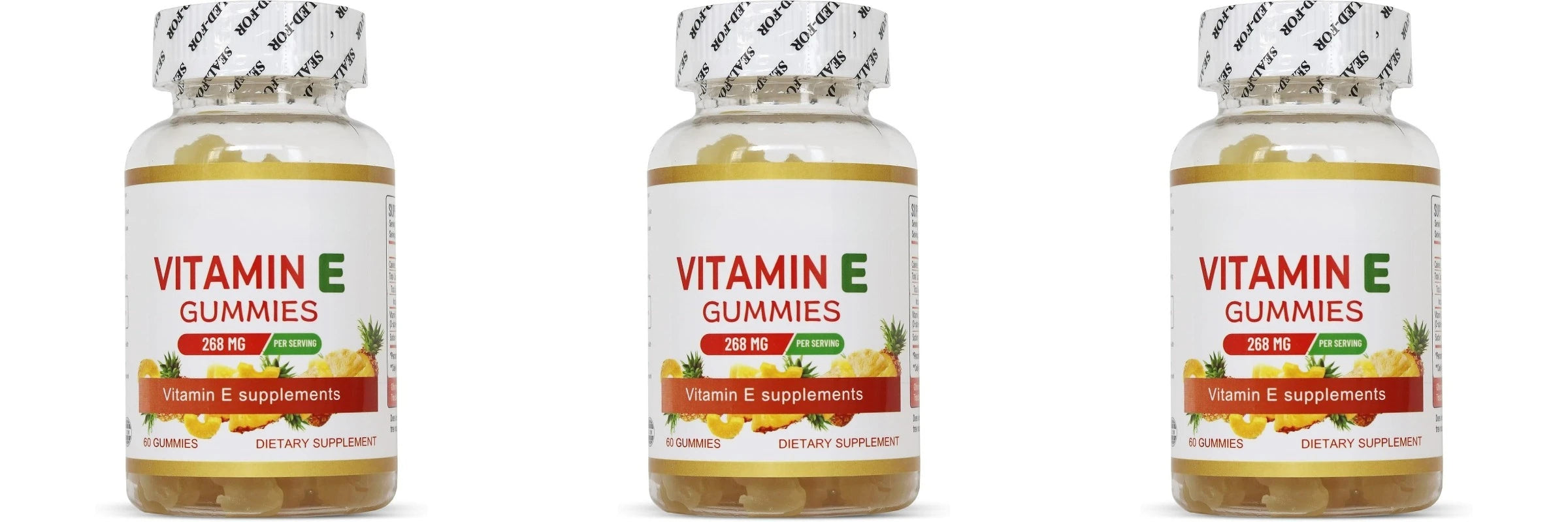 Vitamin E 268mg Vegan Gummy Supplement Daily Antioxidant Nutrition 60Gummies Immune Support Skin&Hair Health Non-GMO Gluten-Free