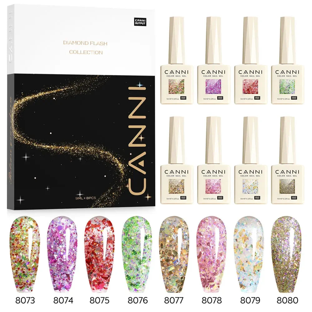 CANNI HEMA TPO FREE Gel Nail Polish Galaxy Cat Eye Gel Magnet Glitter Diamond Sparkle Gorgeous Color Soak Off UV LED Gel Lacquer