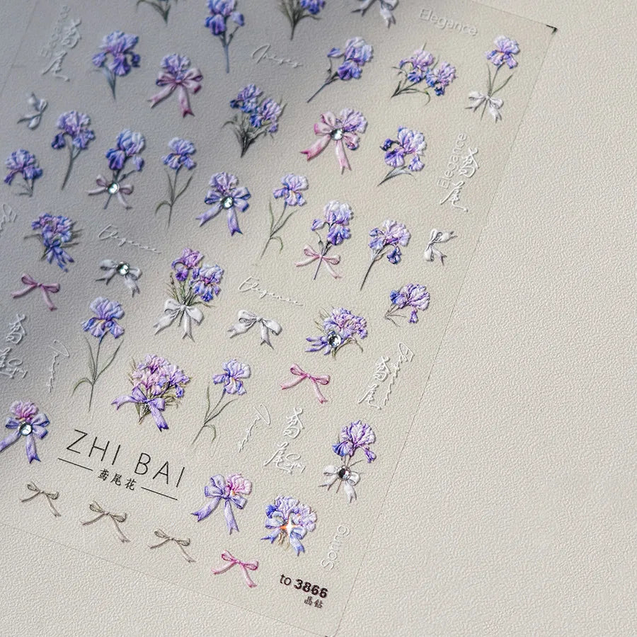 1PCS Crystal Diamond Nail Sticker Mix Pink Swan Flower Frame Butterfly Self Adhesive Nail Art Stickers DIY Cute Decoration Parts