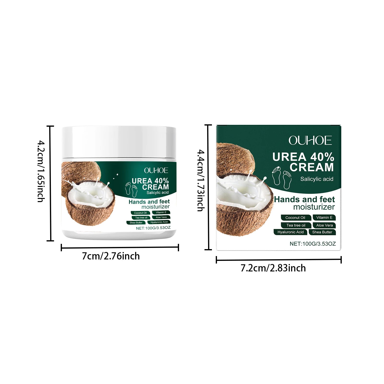 Urea 40% Cream Salicylic Acid Hand Foot Cream for Cracked Heels & Dry Skin Moisturizing Hydrating Callus Remover Smooth Skin
