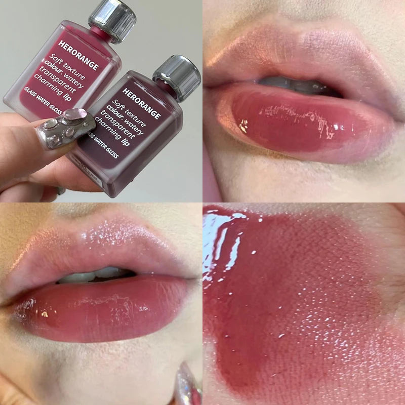 Punk Juice Red Lipgloss Black Mirror Glass Water Light Clear Lip Glaze Waterproof Non Stick Liquid Lipstick Nude Lip Tint Makeup