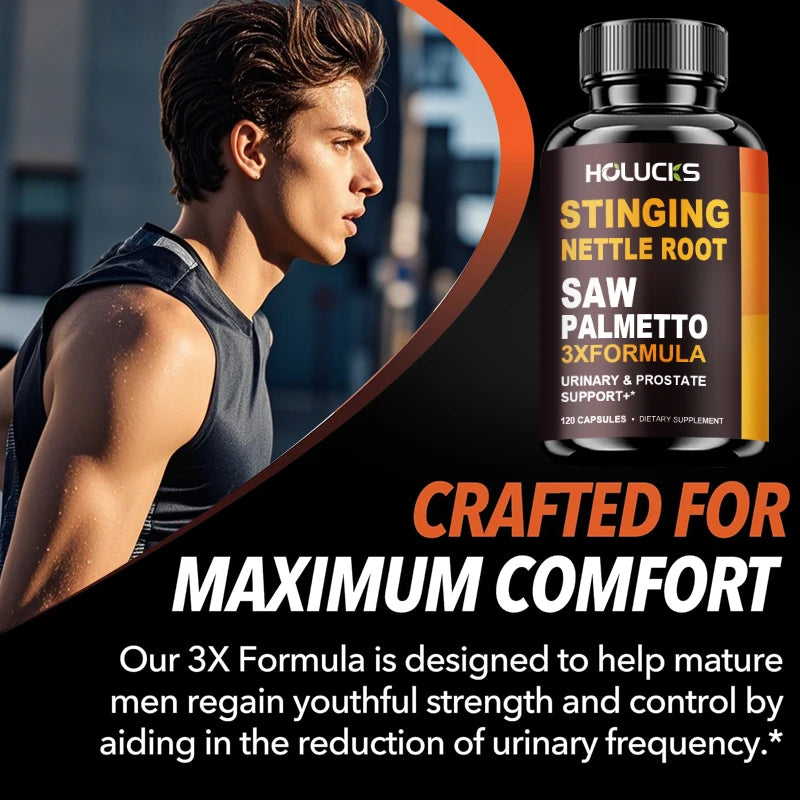 Stinging Nettle Root & Saw Palmetto Capsules, Help Promote Prostate Health, Hair Growth, Urinary Tract Support, Premium Formula