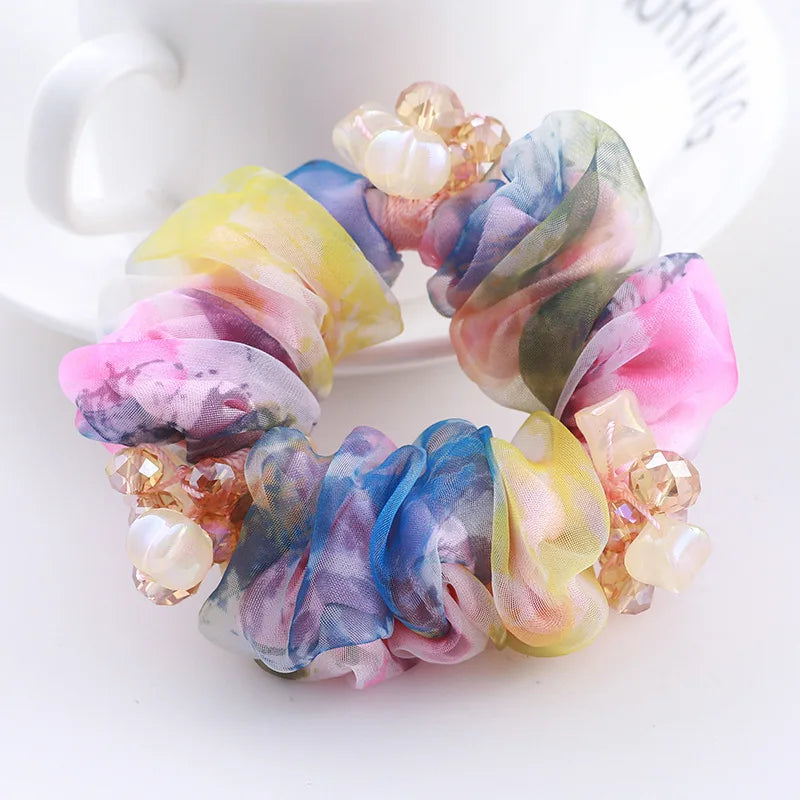 Women Lace Hair Scrunchies  Bow Hair Fantaisie Tie High Elasticity