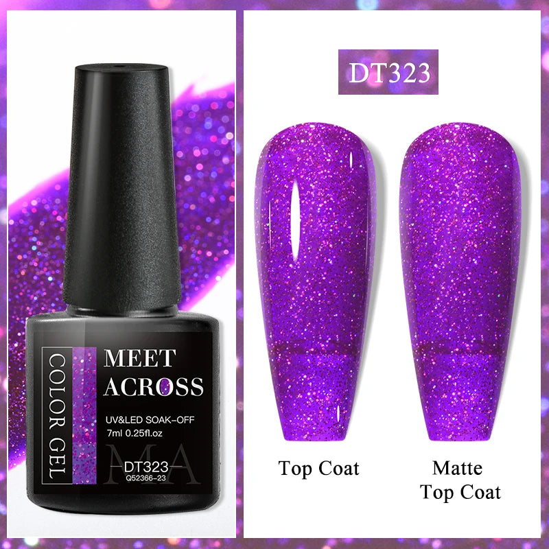 MEET ACROSS 7ml 36Colors Glitter Thermal Gel Nail Polish 3 Colors Changing Soak Off Gel Winter Semi Permanant Nail Art Varnish