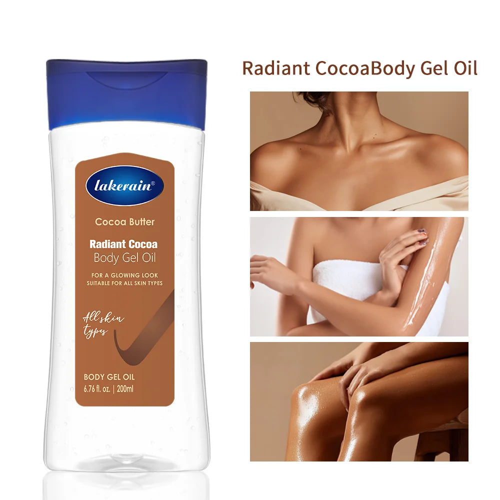 Lakerain Cocoa Butter Gloss Body Oil Moisturizing Nourishing Cocoa Body Gel Oil 200ml Nourishing Cocoa Body Gel Oil Massage