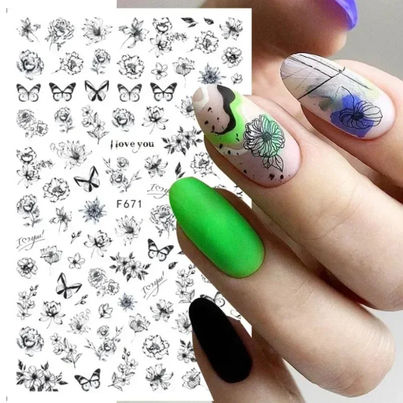 Cherry Blossom 3D Nail Stickers White Flower Petals Nail Art Decals Elegant Wedding Design Spring Sakura Manicure Slider Decor