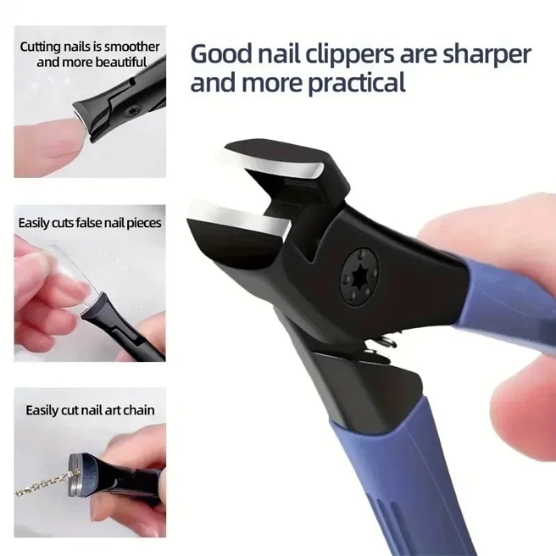 Ergonomic Handle Blue Toenail Clipper For Thick Nails Household Daily Foot Manicure Care Supply