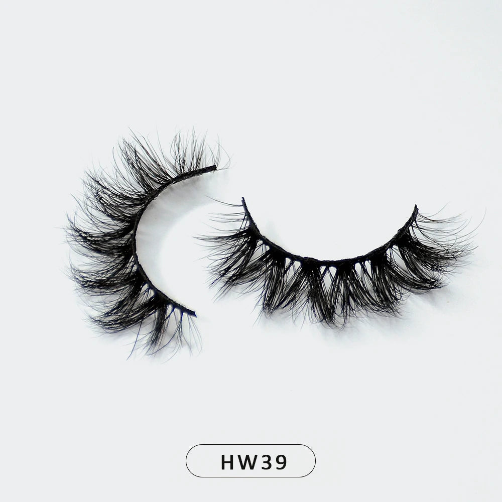 HZJY Dropshipping 10-15mm 3D Real Mink Handmade Crossing Lashes Individual Strip Thick Lash Fake Eyelashes with free paper boxes