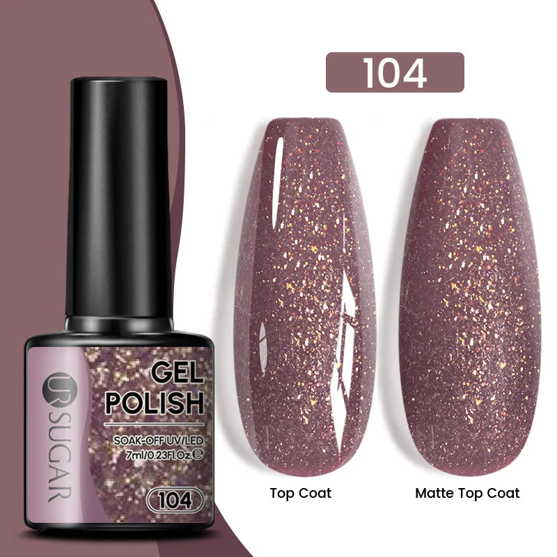 UR SUGAR 7ml Glitter UV Gel Nail Polish Glitter Sequins Soak Off UV Gel Varnish Colorful Nail Gel Polish DIY Nail Art Polish