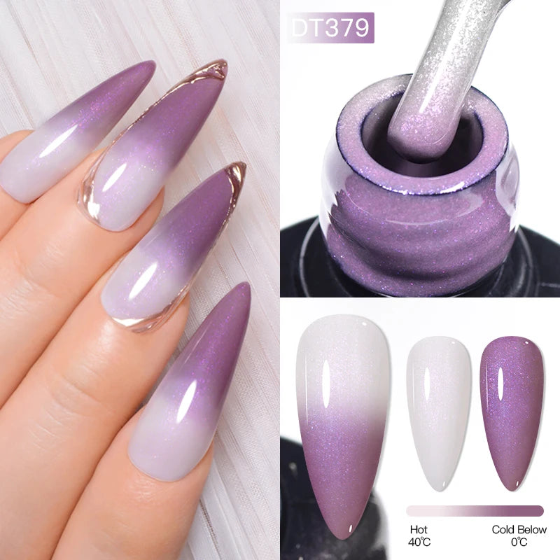 MEET ACROSS 7ml 36Colors Glitter Thermal Gel Nail Polish 3 Colors Changing Soak Off Gel Winter Semi Permanant Nail Art Varnish