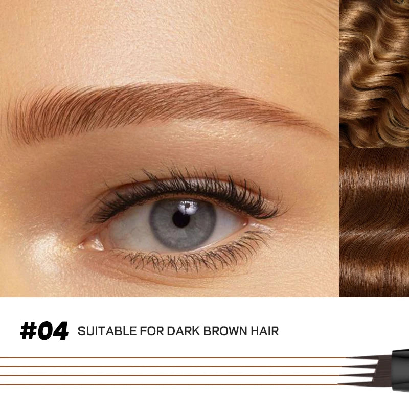 Liquid four-pronged eyebrow pencil, extremely fine, long-lasting, waterproof, sweatproof, high color intensity, perfect gift