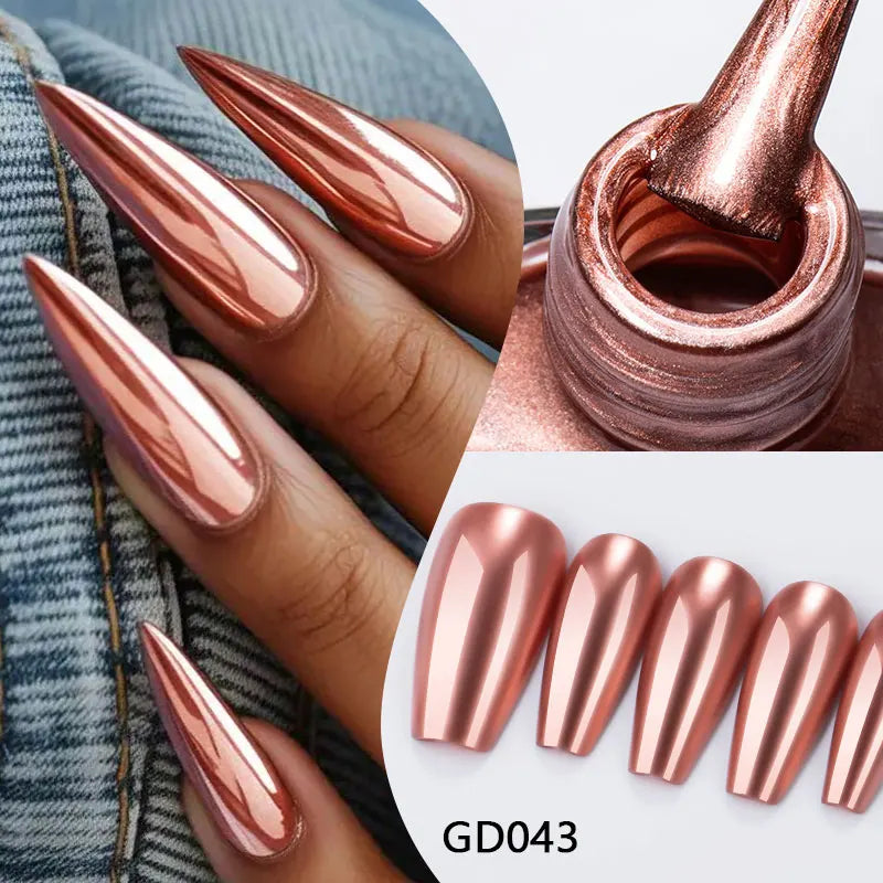 MTSSII 7.5ml Metal Nail Polish, Silver Gold Red Yellow UV LED Soak Off Metallic Nail Art Varnish Quick-Drying Air-Dry Formula