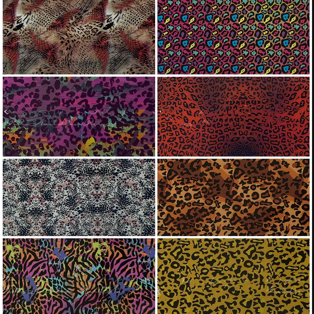 10 Rolls 50*4CM Pink Leopard Nail Foil Stickers Animal Print Nail Transfer Decals Irregular Shape Valentine's Day Manicure Decor