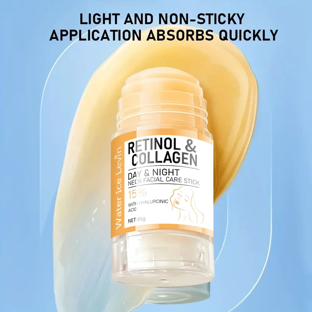 Retinol & Collagen Neck Facial Care Stick with Hyaluronic Acid, Deeply Moisturizes and Firms Skin Day & Night