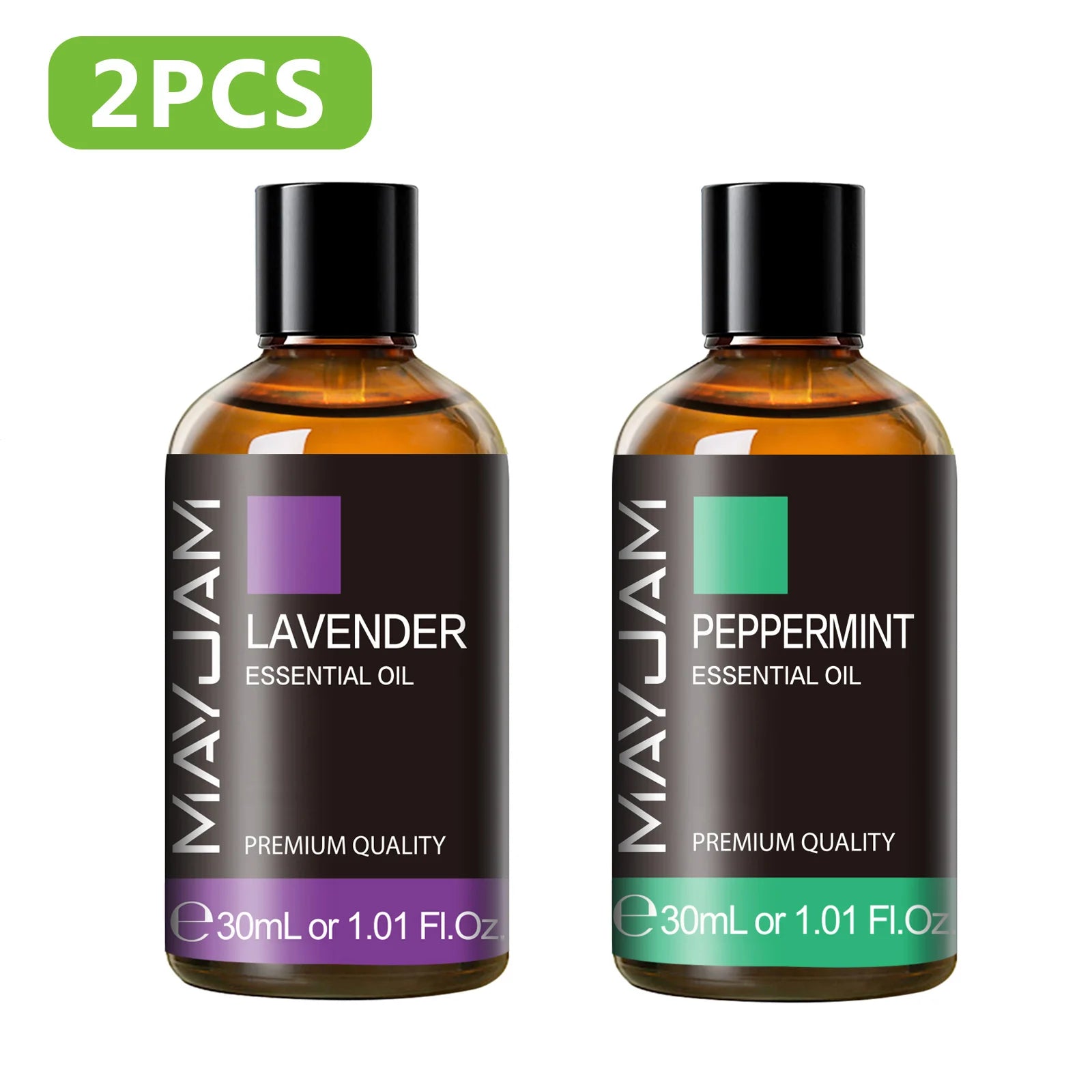 MAYJAM 2 Bottles Essential Oils 30ml Lavender Bergamot Vanilla Peppermint Scents for Diffuser Aromatherapy Candles Soap Making