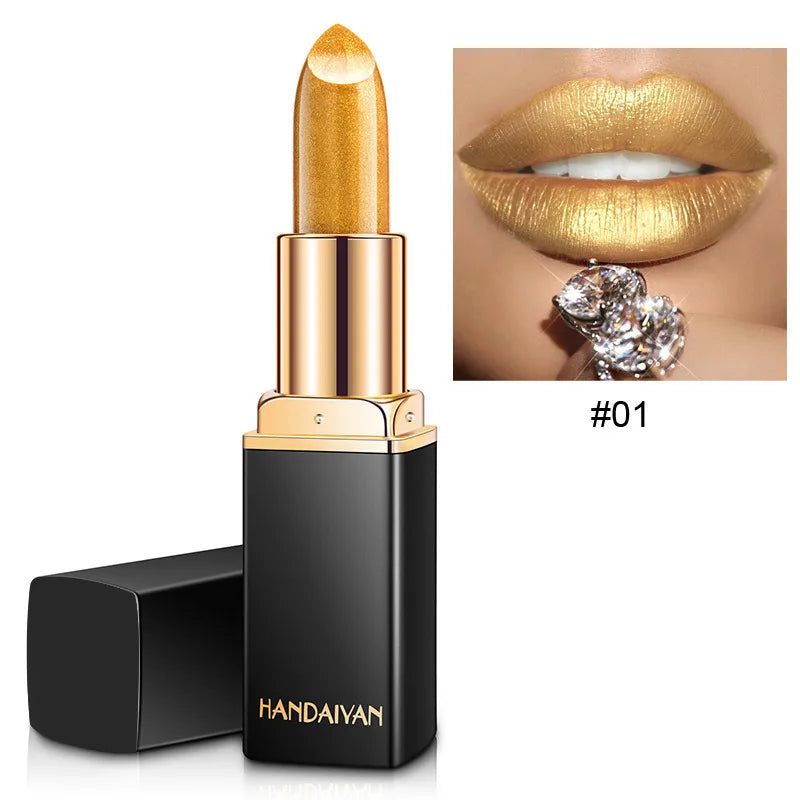 Pearl Changing Metallic Lipstick 9 Colors Long Lasting Shiny Warm Gold Plated Mermaid Maggie Women Lipstick