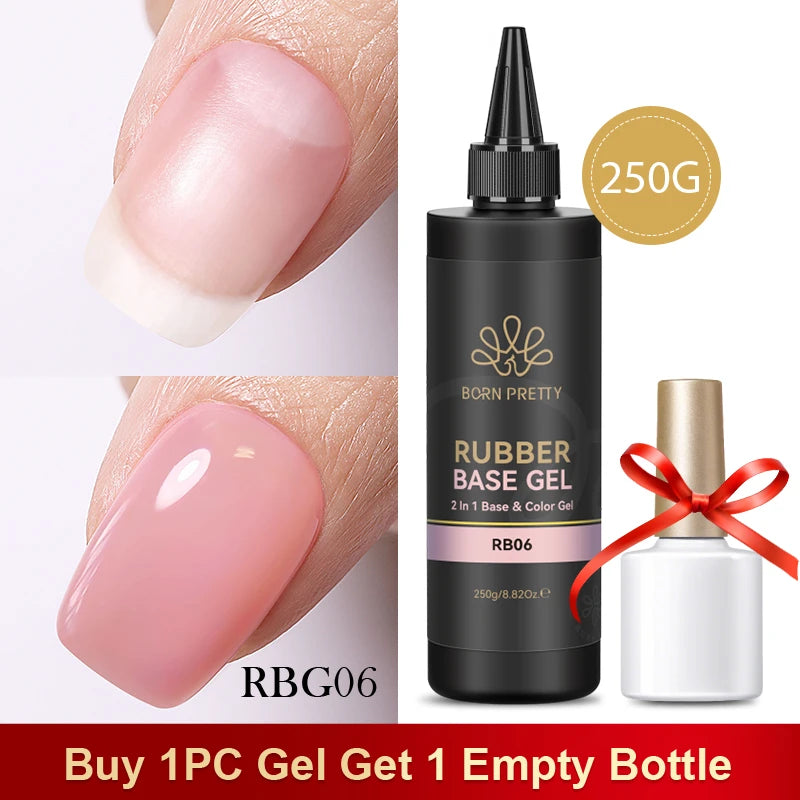 BORN PRETTY 250g Super Top Coat Base Gel Soak off UV LED Drying Long Lasting Semi Permanent Jelly Nude Pink Gel Nail Polish