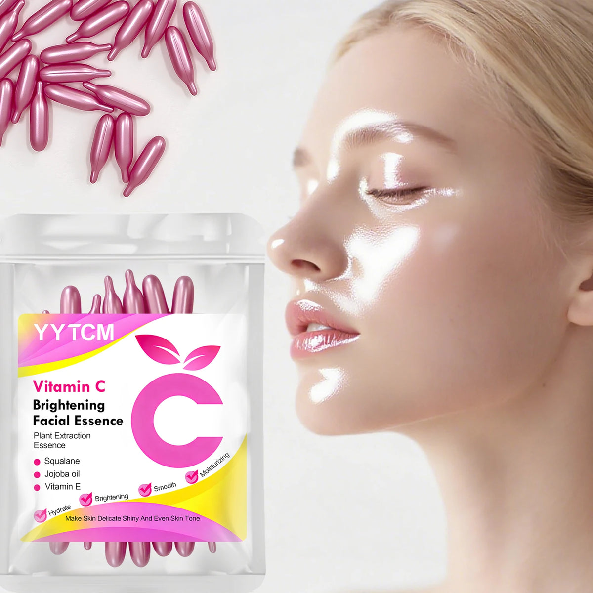 Vitamin C Moisturizing Capsule Serum – 30 Capsules with Squalane, Vitamin E, Magnolia & Jojoba Oils for Deep Hydration, Smooth & Radiant-Looking Skin