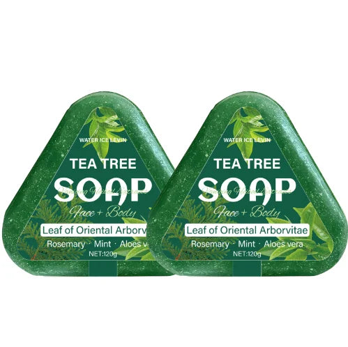Tea Tree Soap (Face+Body): Oriental Arborvitae Leaf, Rosemary/Mint/Aloe, Gently Hydrates All Hair Types