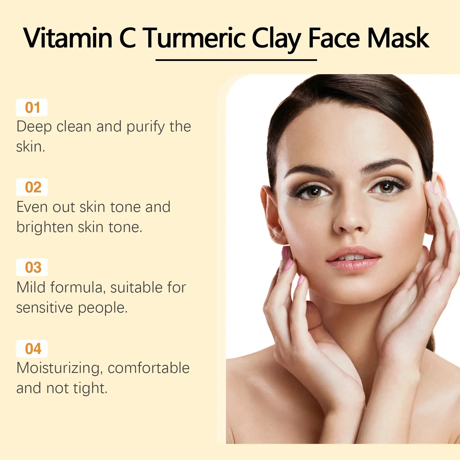Vitamin C Turmeric Mud Mask Exfoliating Facial Mask Improve Pore Deep Cleansing Nourishing Hydrating Glowing Skin Care Clay Mask