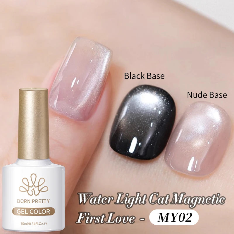 BORN PRETTY 10ml Autumn Gold Pink Glitter Cat Magnetic Gel Nail Polish Jelly Pink Semi Permanent Soak Off UV LED Varnish