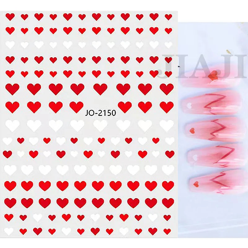 1PCS Black White Love Nail Stickers Letter Nail Design Flower Print Supplies Nail Art Decals Suitable For Women's Manicure