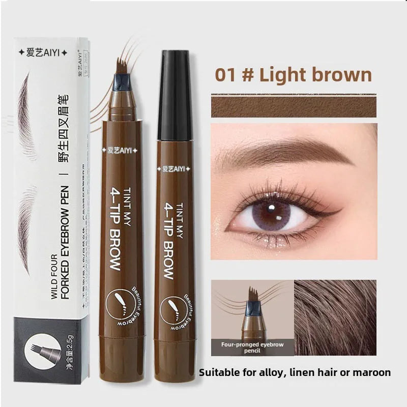 AIYI 4-Prong Eyebrow Pencil Waterproof Microblading Long Lasting Natural Smudge Proof Brow Pen