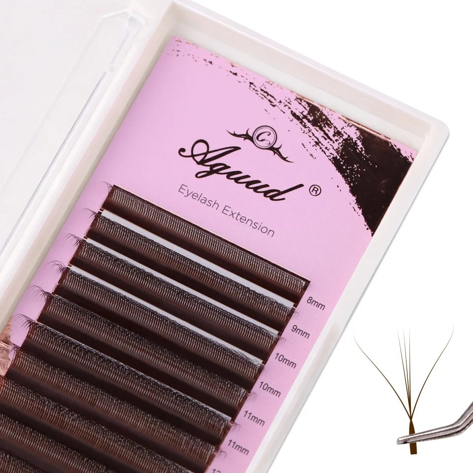 AGUUD NEW L M Brown 3D W Three-Core Shape Lashes Extension Premade Fan 3D Fairy Spike Eyelash W Style Natural 3D W Sandwich Lash
