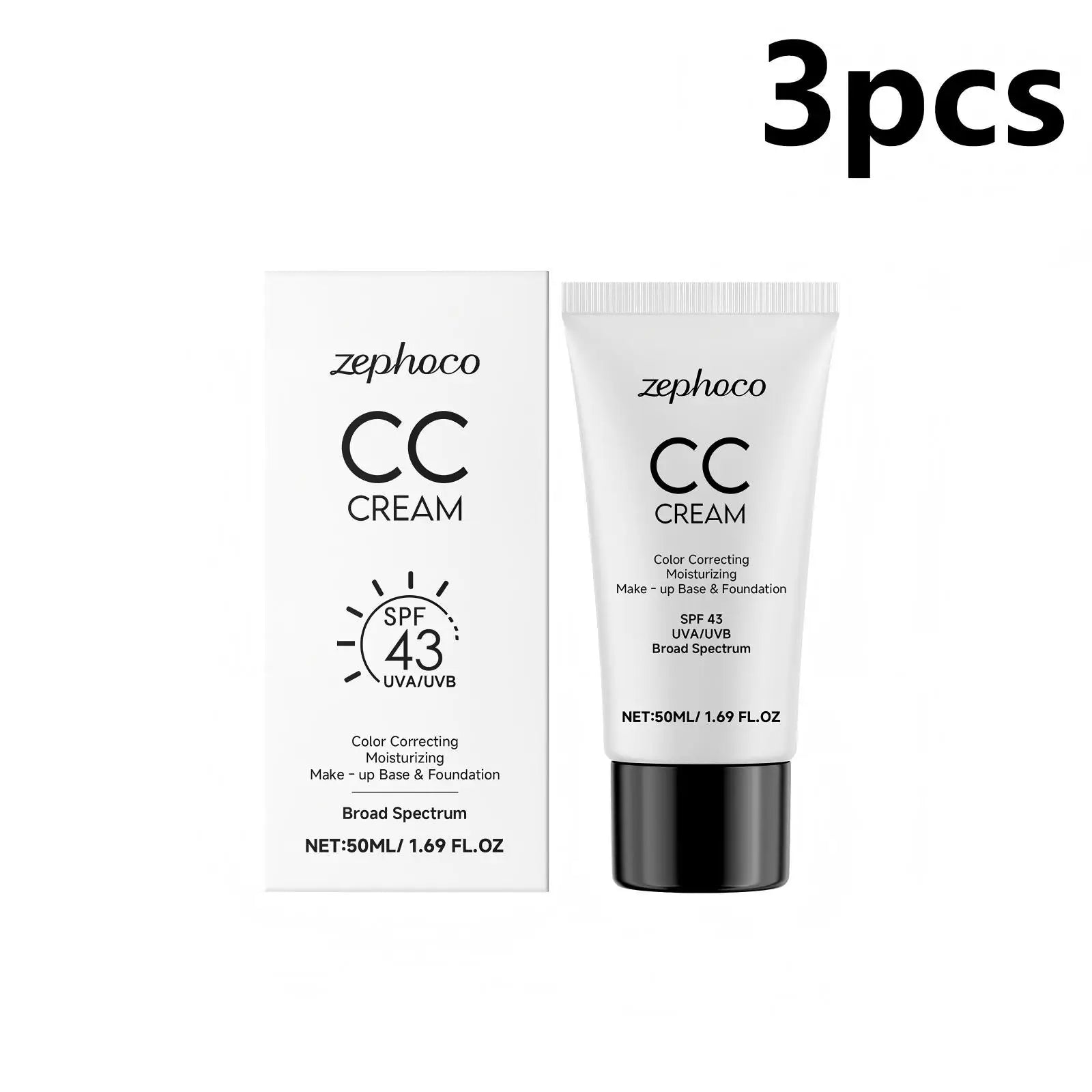 Zephoco CC Cream Foundation Anti UV Protection Moisturizing Makeup Base Color Correction Cosmetics 43 Spf Face Cream Foundation