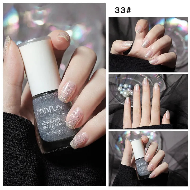 Matte Waterproof No-bake Nail Polish Nail Art Tearable Quick Dry Normal Without Lamp Nail Polish Glitter Sequins UV Varnish