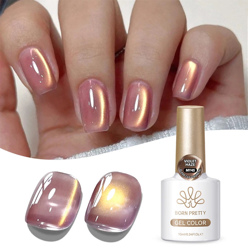 BORN PRETTY 10ml Scarlet Jade Colored Cat Magnetic Gel Nail Polish Rose Gold Light Soak Off UV Gel Nail Art Supplies