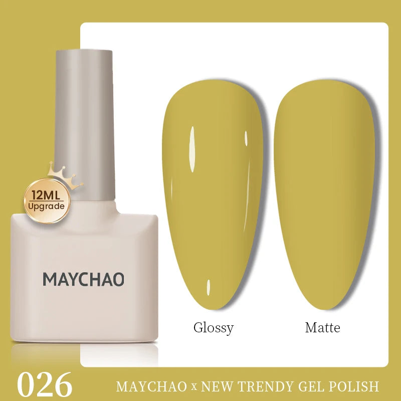 MAYCHAO 12ml Gel Nail Polish Set Professional Salon Nail Art Gels Varnish UV LED Semi Permanent Nail Lacquer Nail Supplies