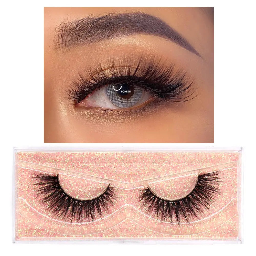 FOXESJI Makeup Eyelashes 3D Mink Lashes Natural Long Lasting Wispy Soft Eyelash Extension Fluffy Eye Lashes Mink False Eyelashes
