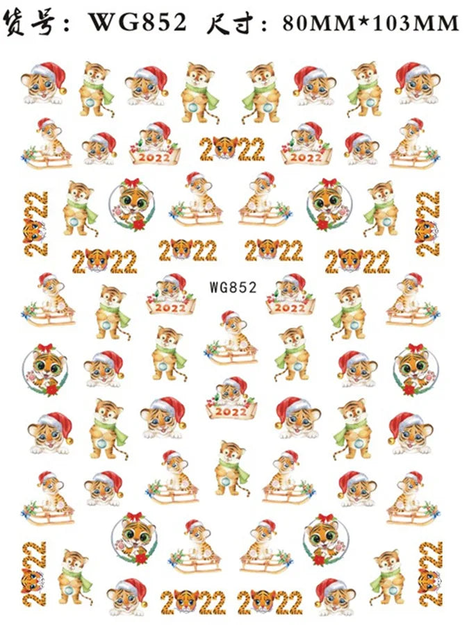Press on Nails Tiger Symbol Nails Decals Design Fierce Wild Animal Leopard Decoration Manicure Stickers Nails Accessories Tools