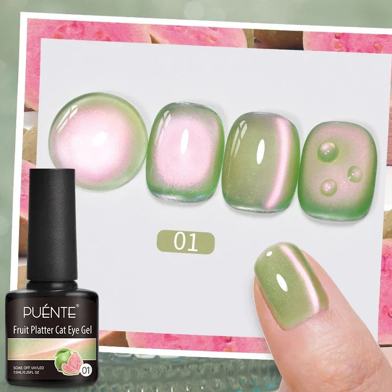 7.5ML Green Crystal Cat Magnetic Gel Nail Polish Shiny Green Glitter Cat Eye Gel For Manicure Soak Off UV Nail Art Varnish